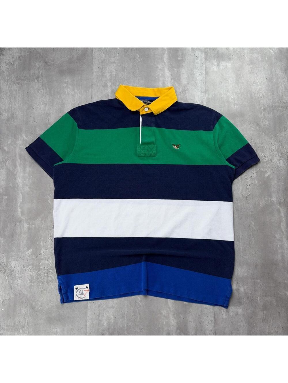 Y2K Multicolor American Living Grunge Striped Rugby Polo Shirt